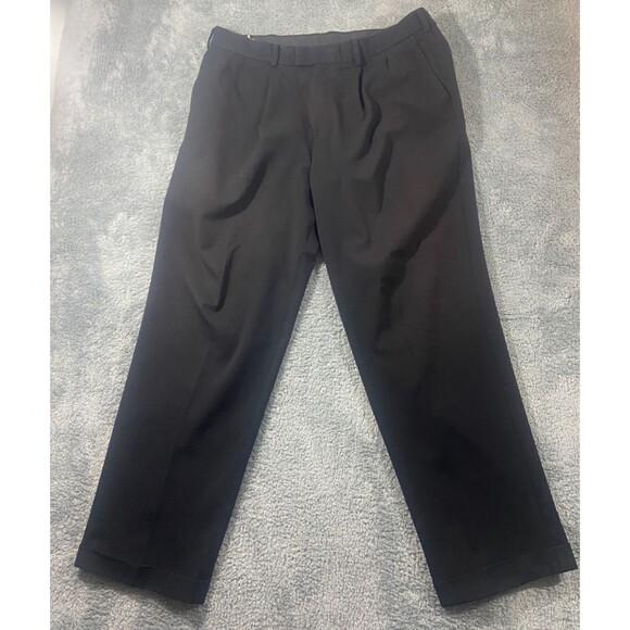 Dockers Stain Defender Dress Pants Mens 36X32 Black Pleated Cuffed Slash Pockets - Picture 2 of 10